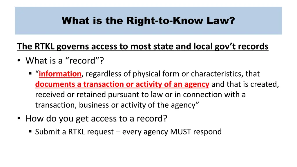 what is the right to know law