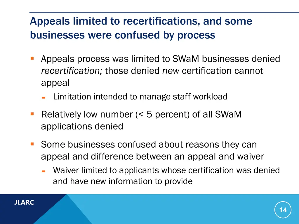 appeals limited to recertifications and some