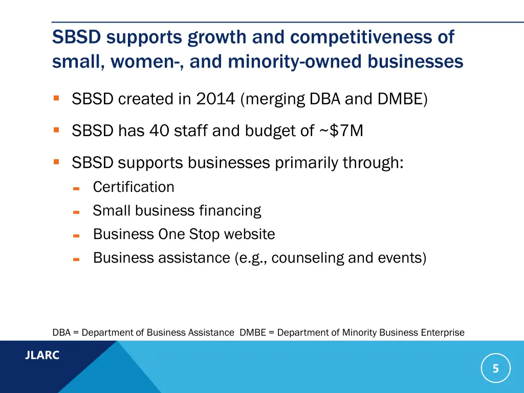 sbsd supports growth and competitiveness of small