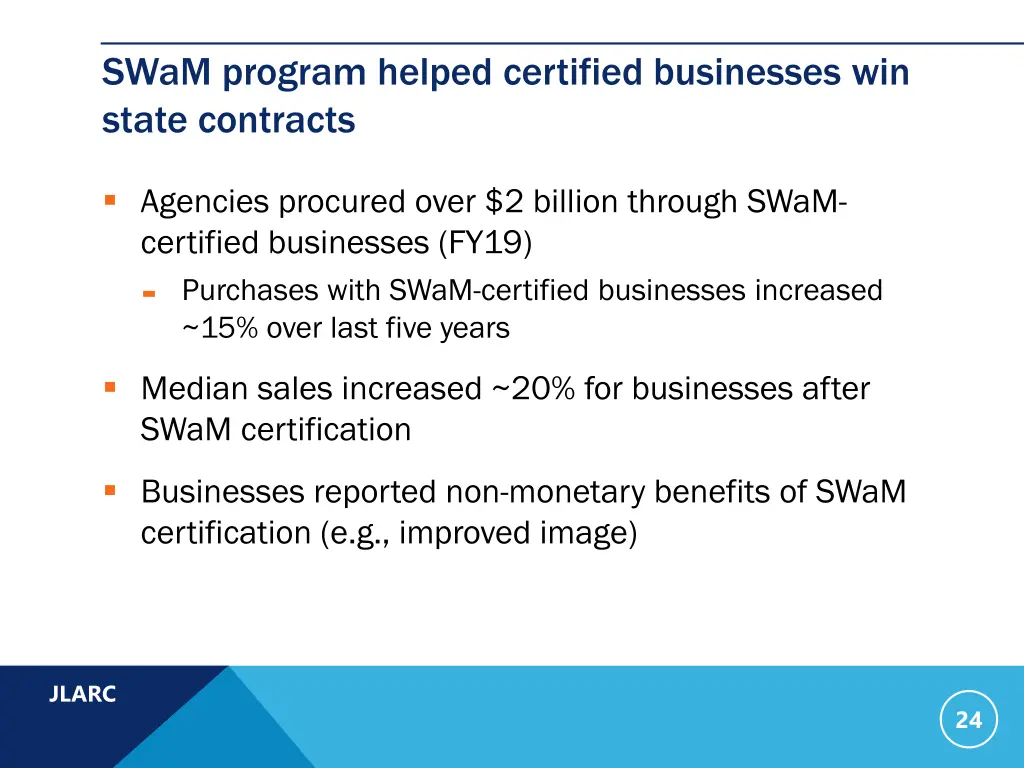 swam program helped certified businesses