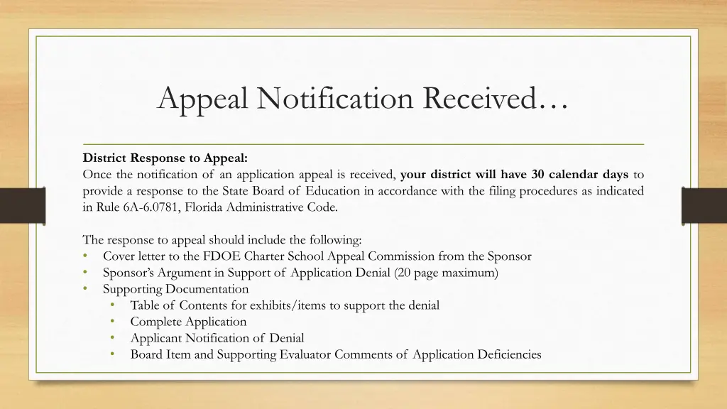 appeal notification received