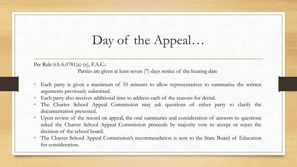 day of the appeal