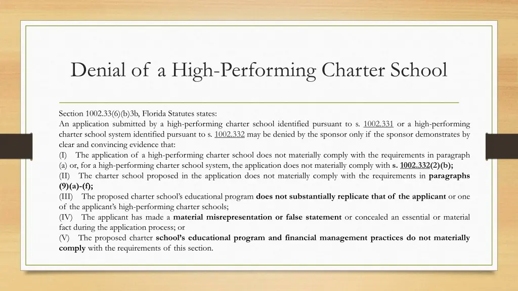 denial of a high performing charter school