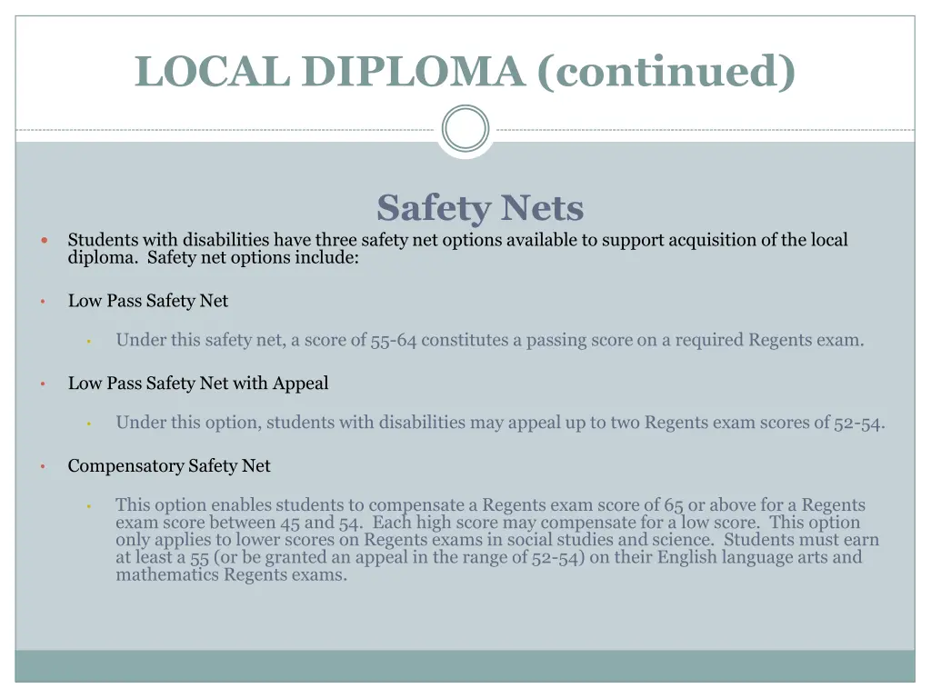 local diploma continued