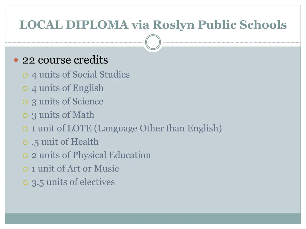 local diploma via roslyn public schools