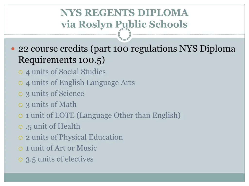 nys regents diploma via roslyn public schools