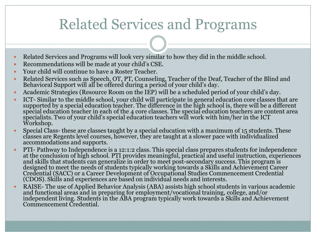 related services and programs