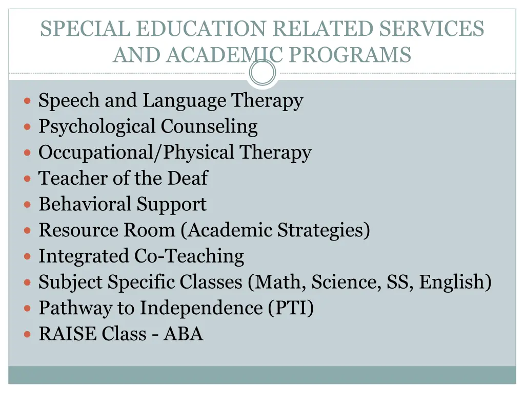 special education related services and academic