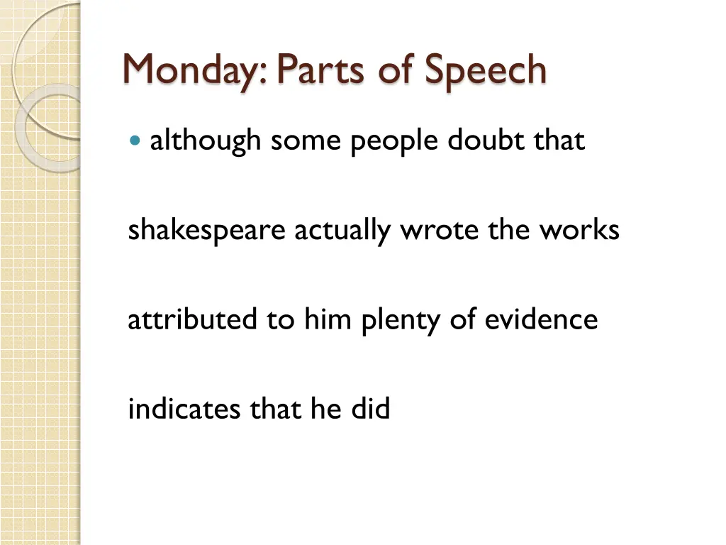 monday parts of speech