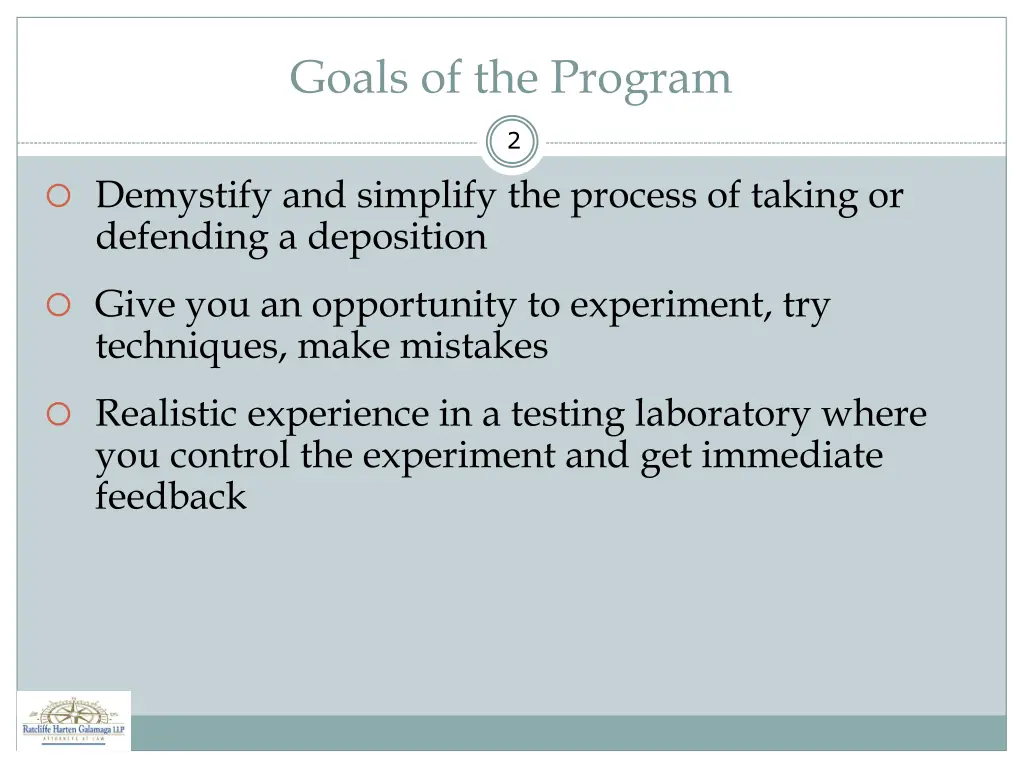 goals of the program