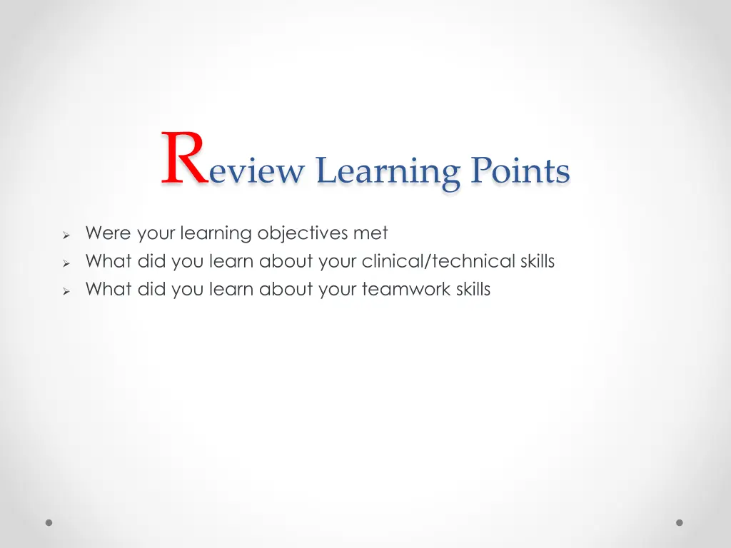 r eview learning points