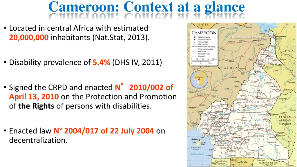 cameroon context at a glance