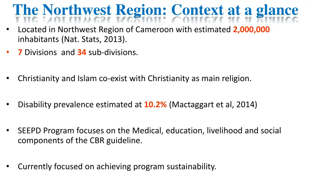 the northwest region context at a glance