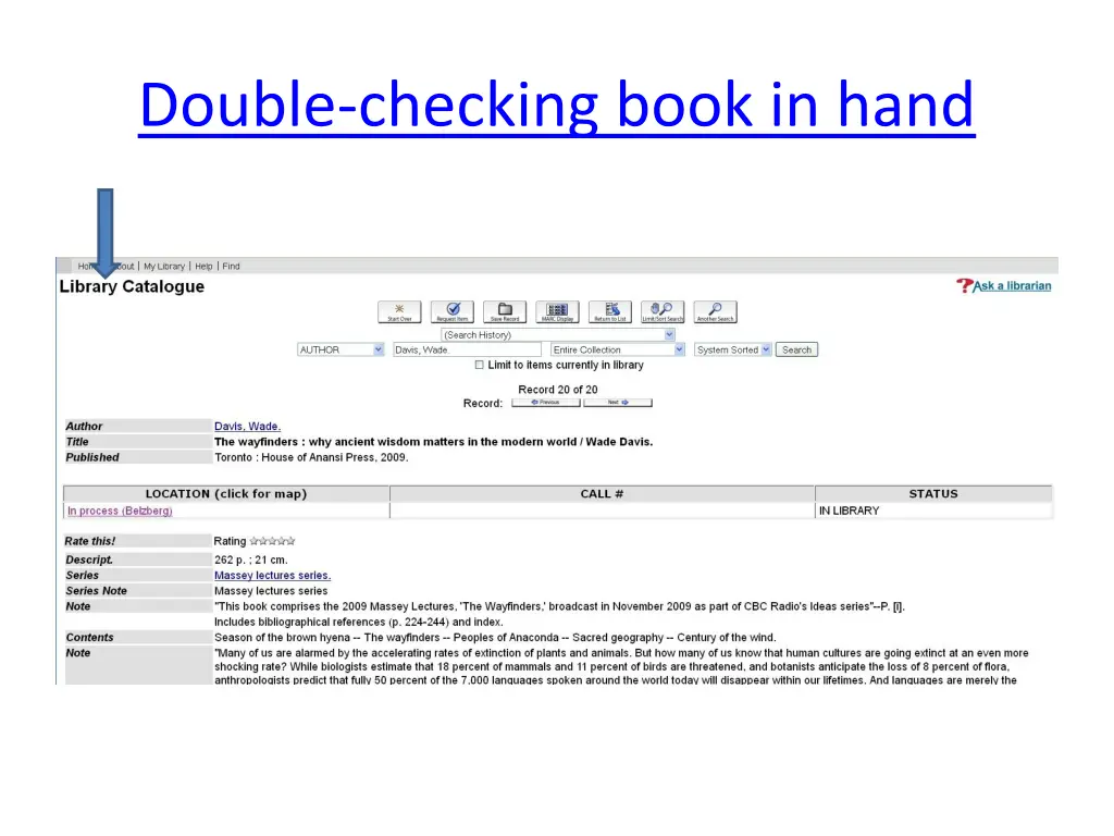 double checking book in hand