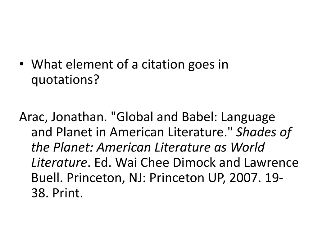 what element of a citation goes in quotations