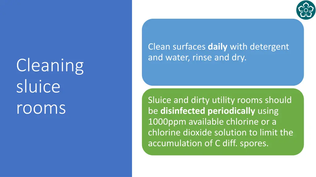 clean surfaces daily with detergent and water