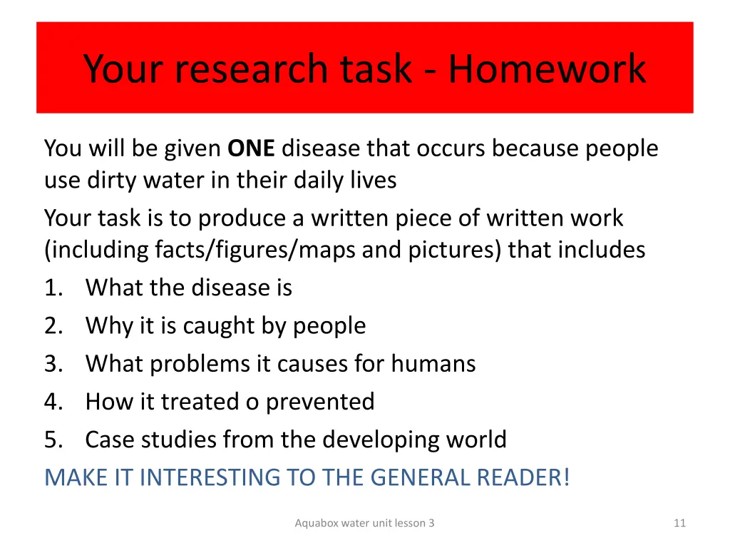 your research task homework