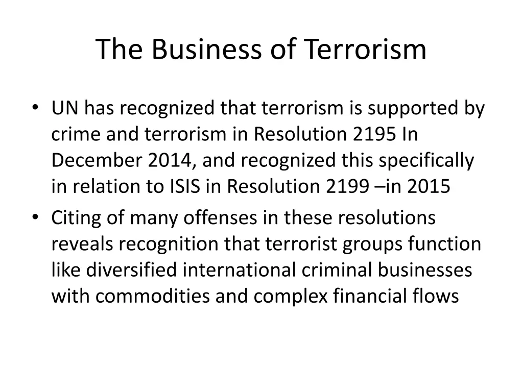 the business of terrorism