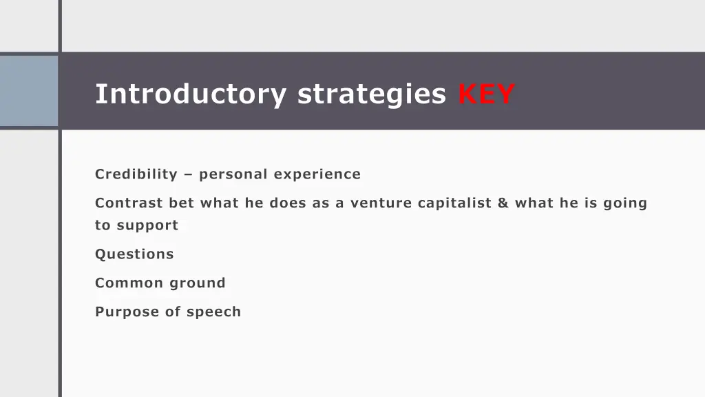 introductory strategies key