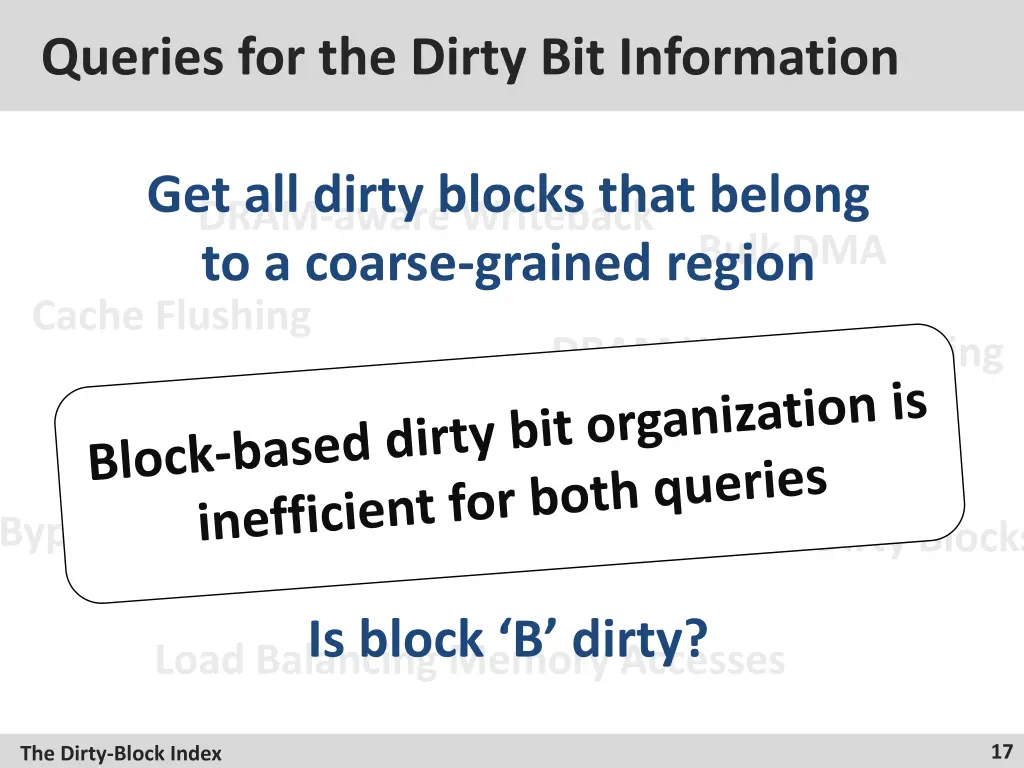 queries for the dirty bit information