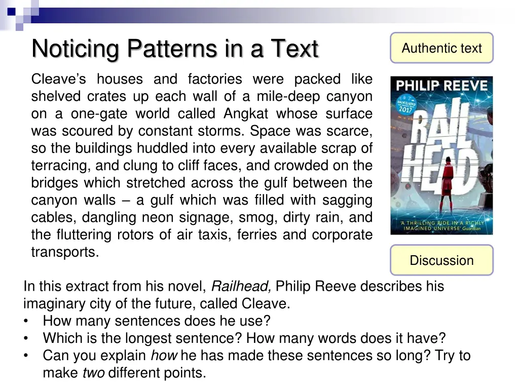 noticing patterns in a text