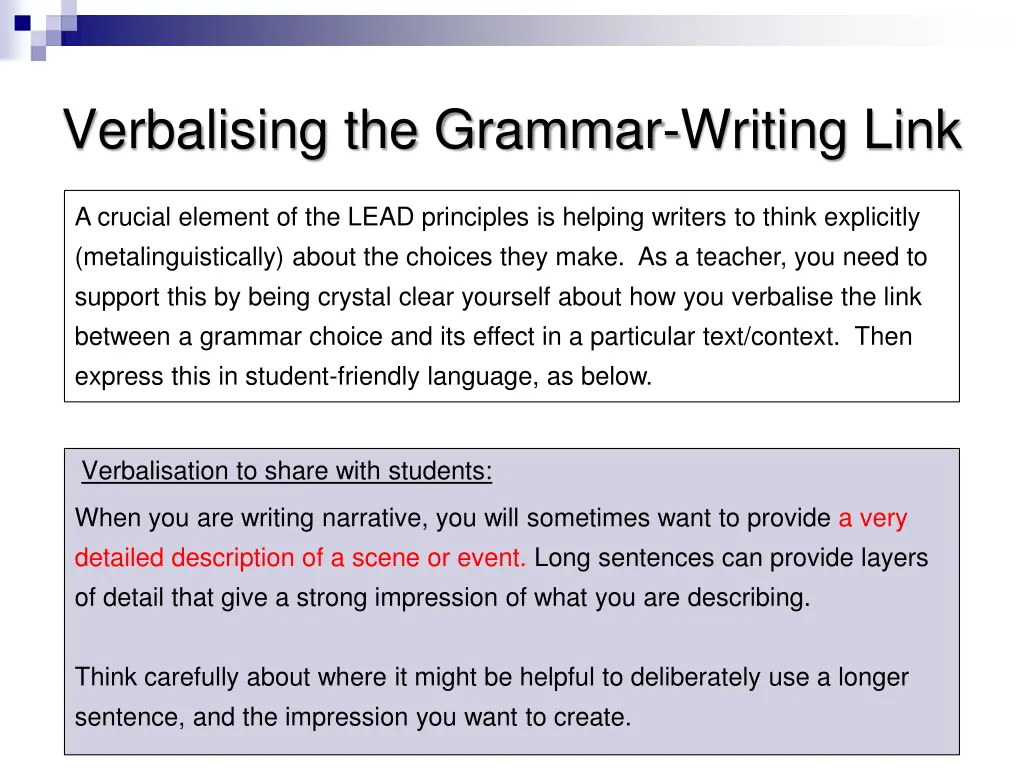 verbalising the grammar writing link