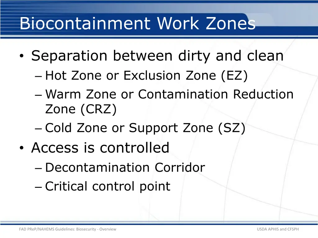 biocontainment work zones