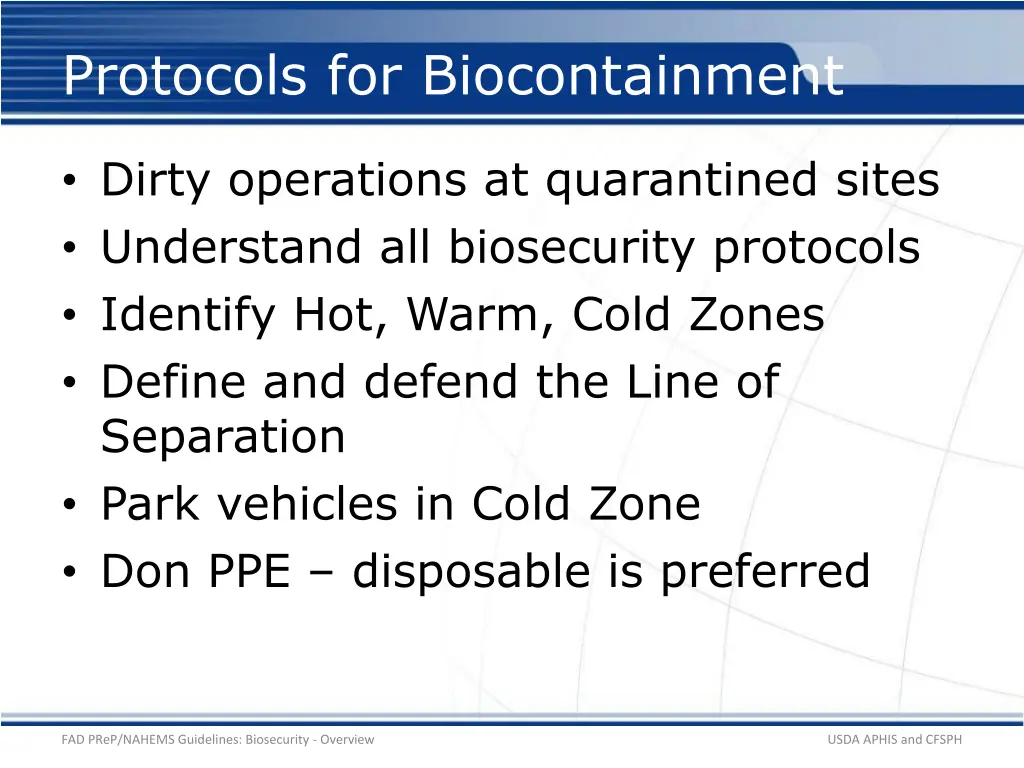 protocols for biocontainment