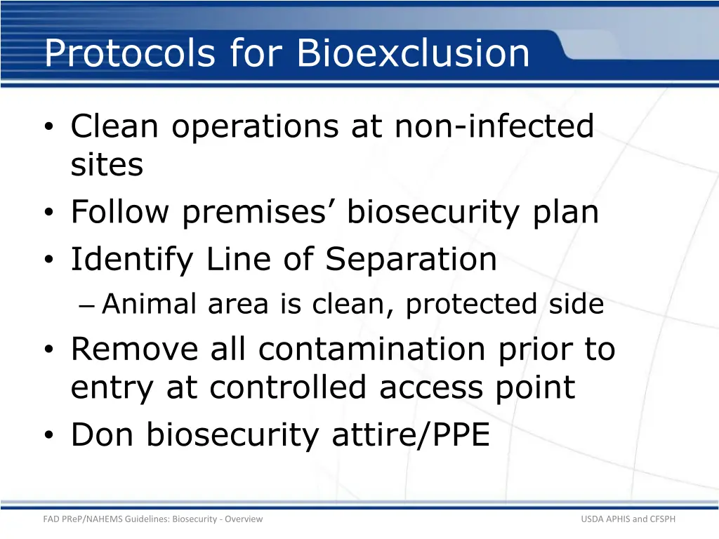 protocols for bioexclusion