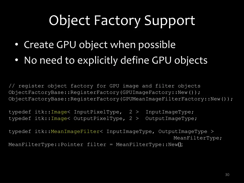 object factory support