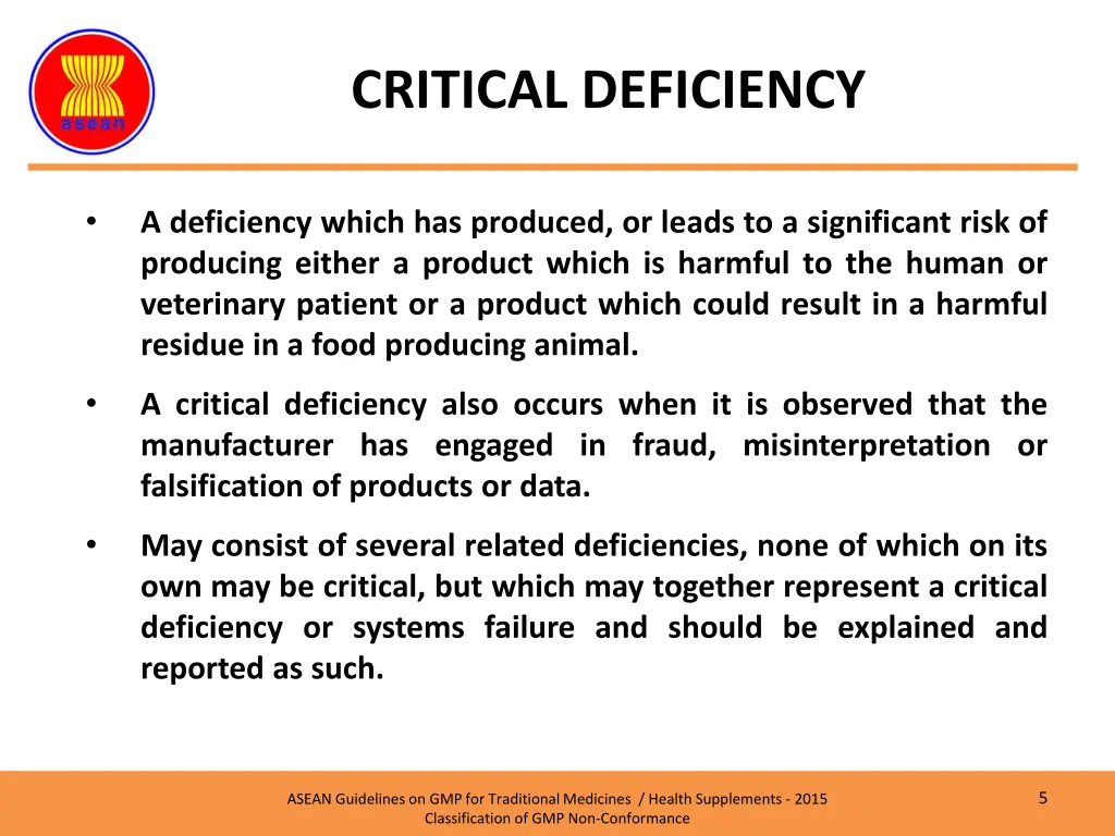 critical deficiency