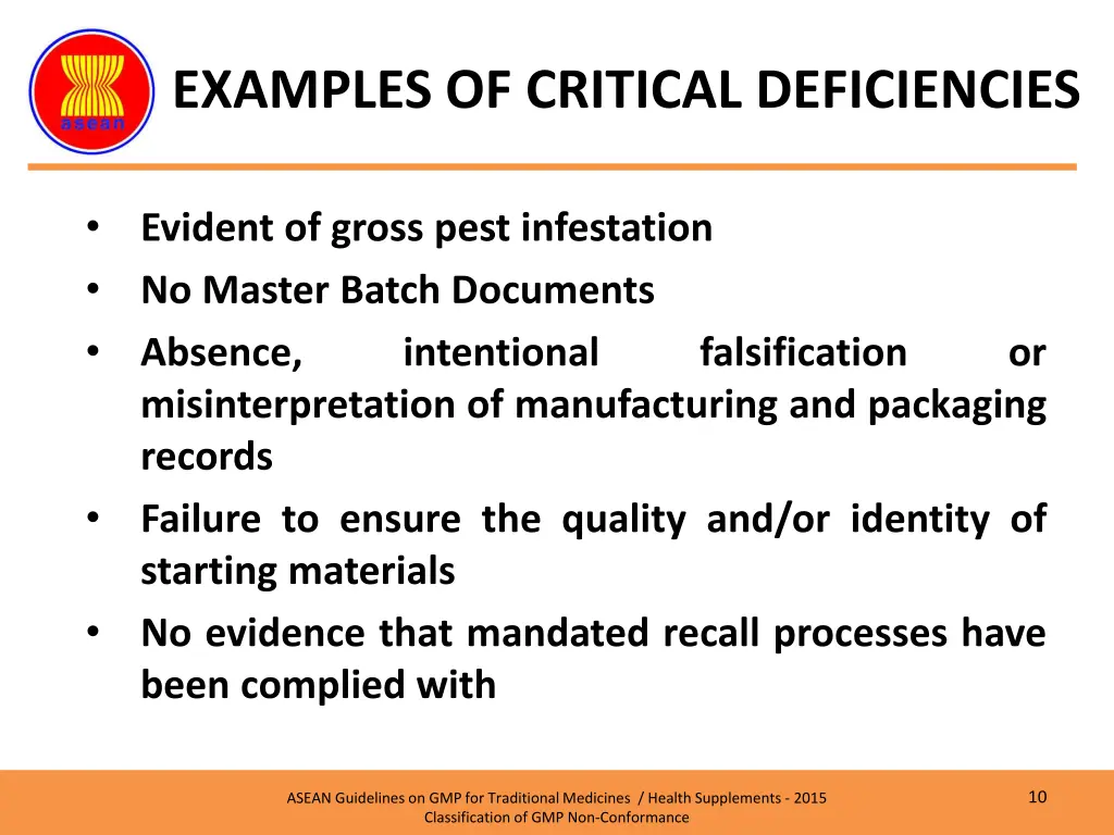 examples of critical deficiencies