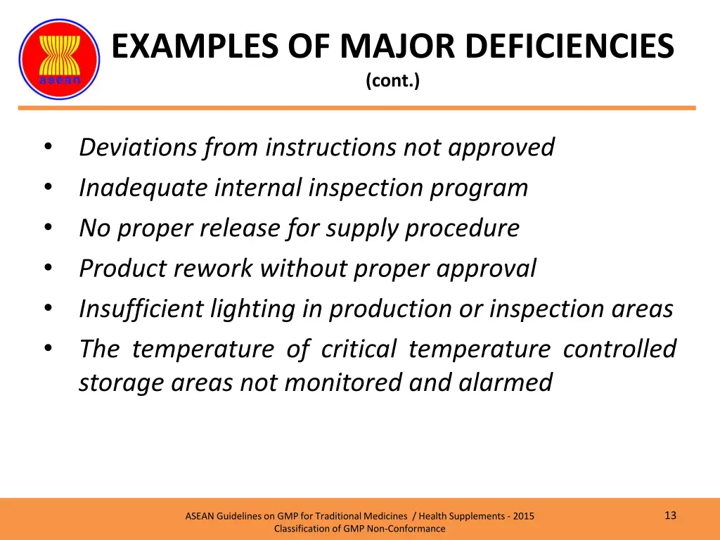 examples of major deficiencies cont 1