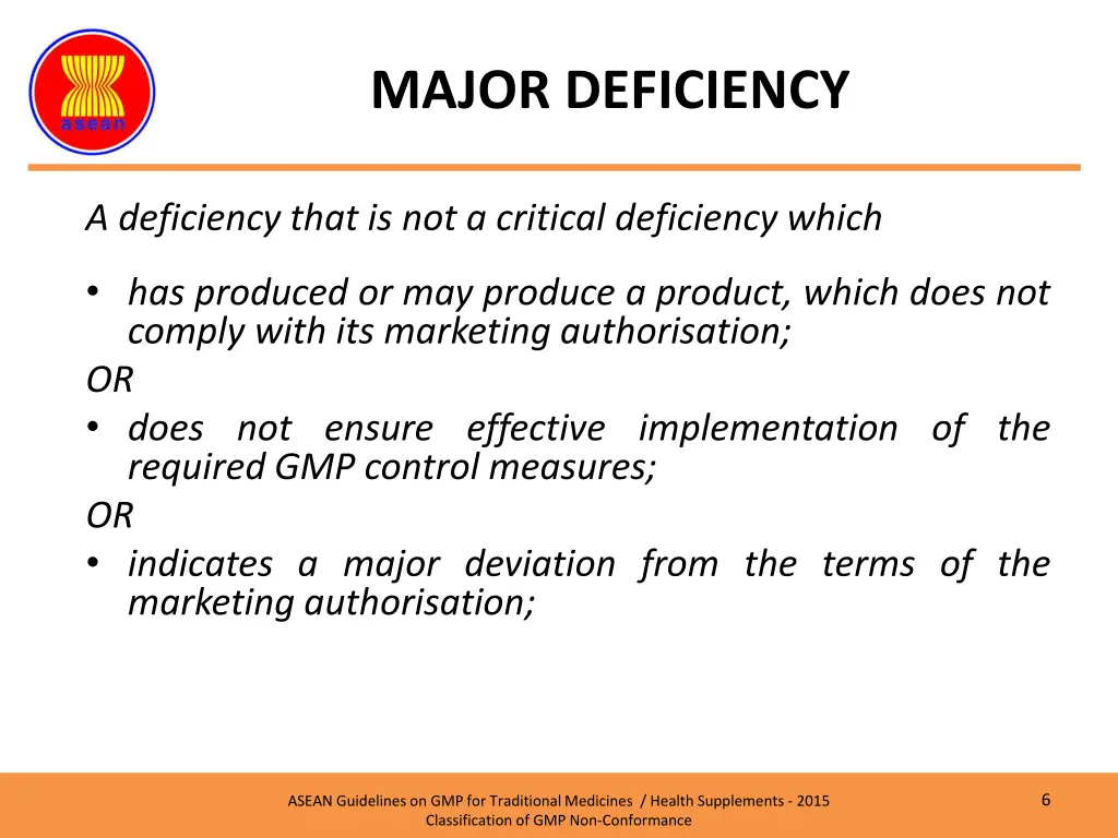 major deficiency