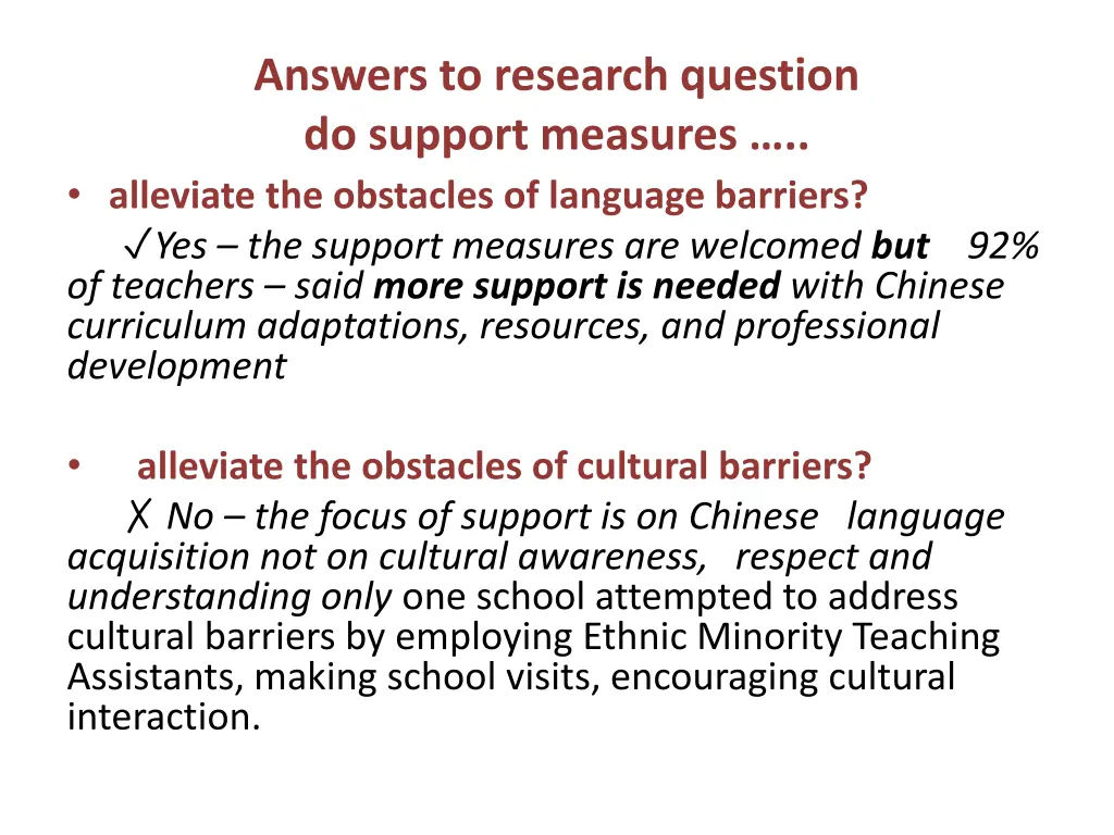 answers to research question do support measures