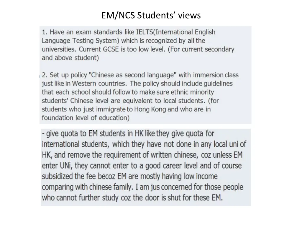 em ncs students views