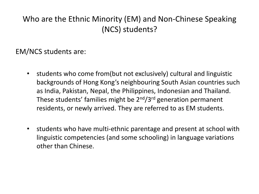 who are the ethnic minority em and non chinese