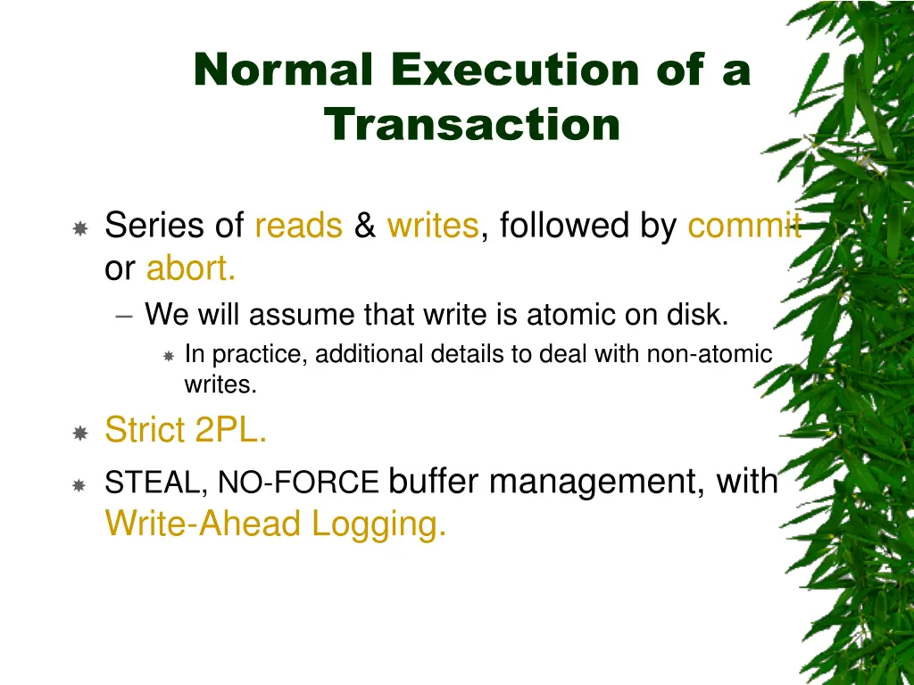 normal execution of a transaction