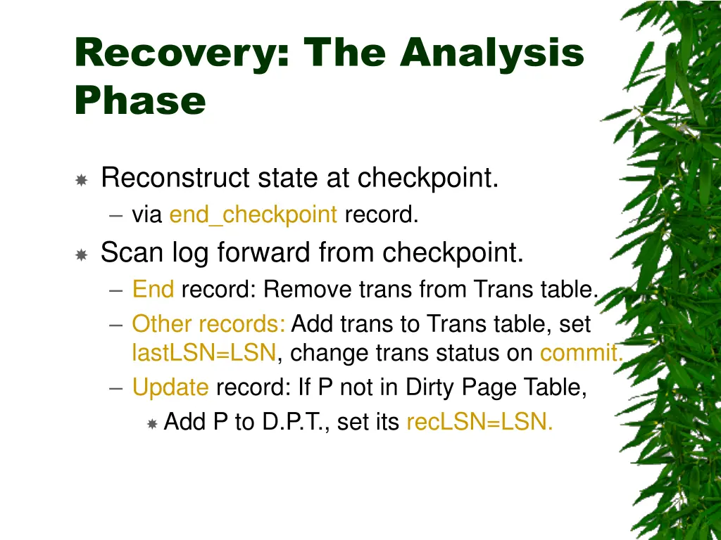 recovery the analysis phase