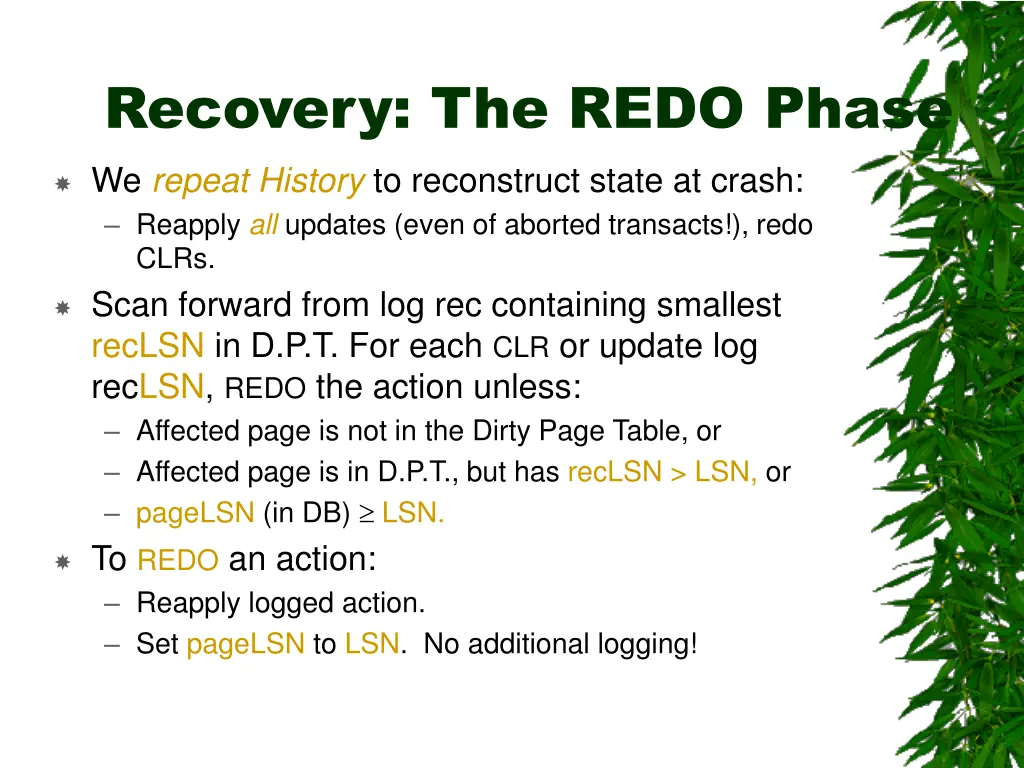 recovery the redo phase