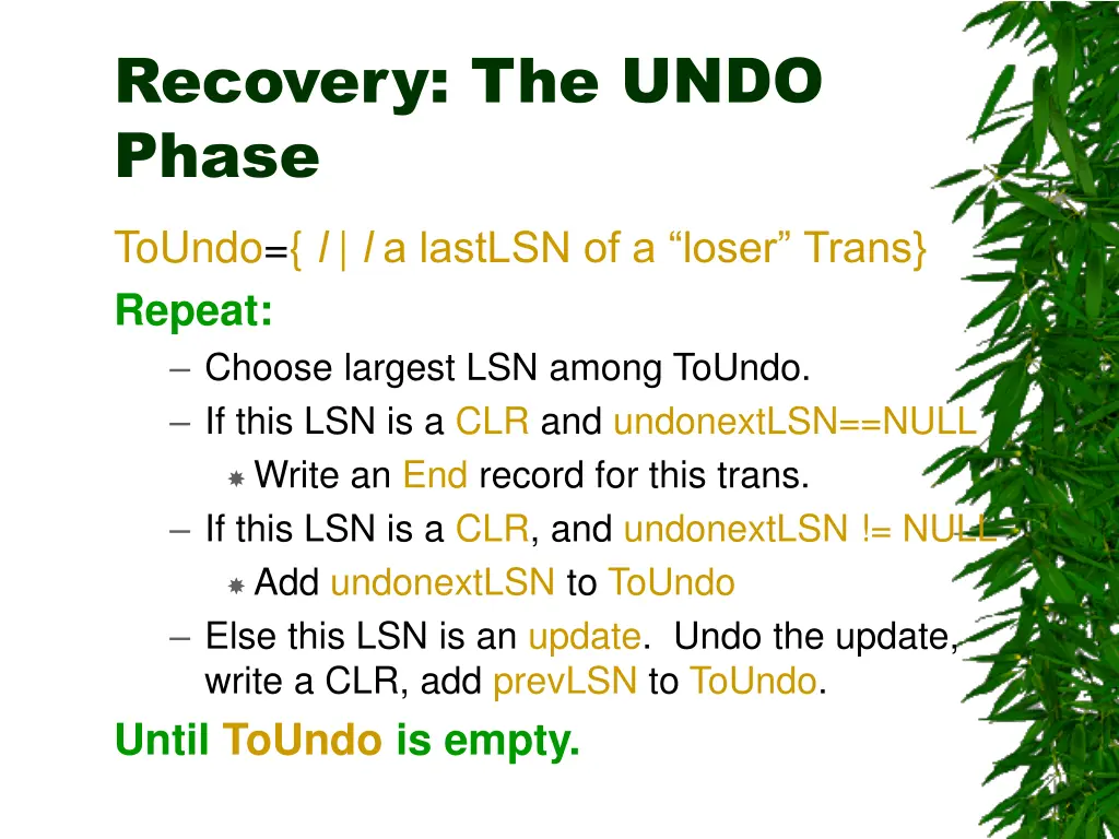 recovery the undo phase