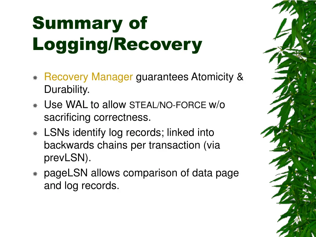 summary of logging recovery