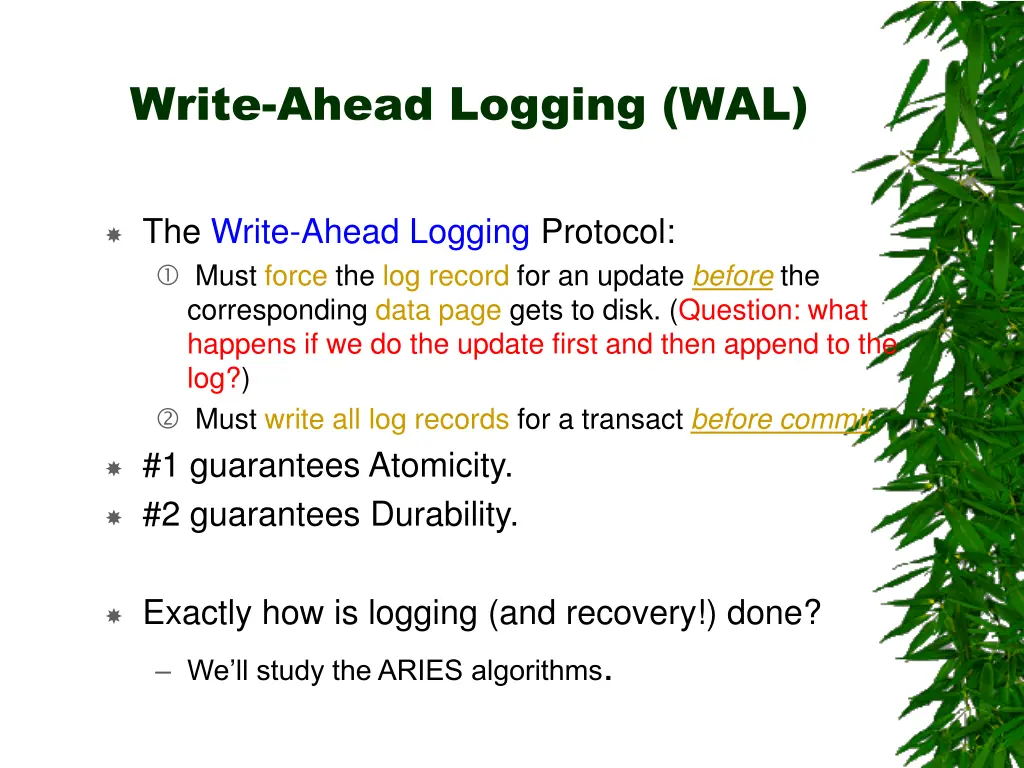 write ahead logging wal