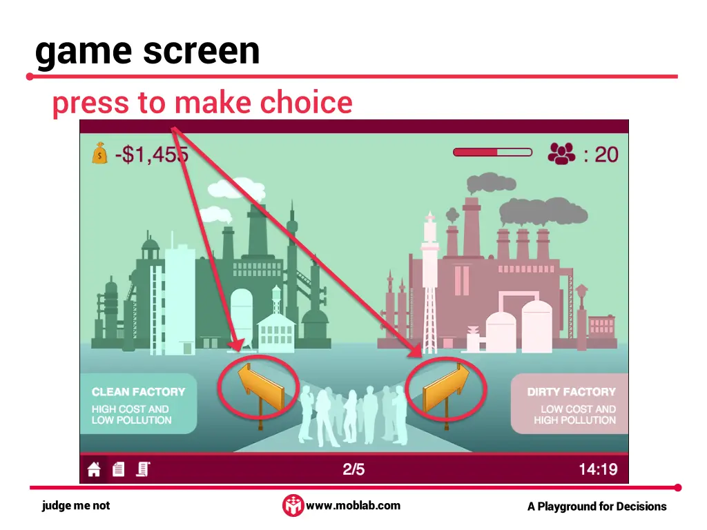 game screen press to make choice