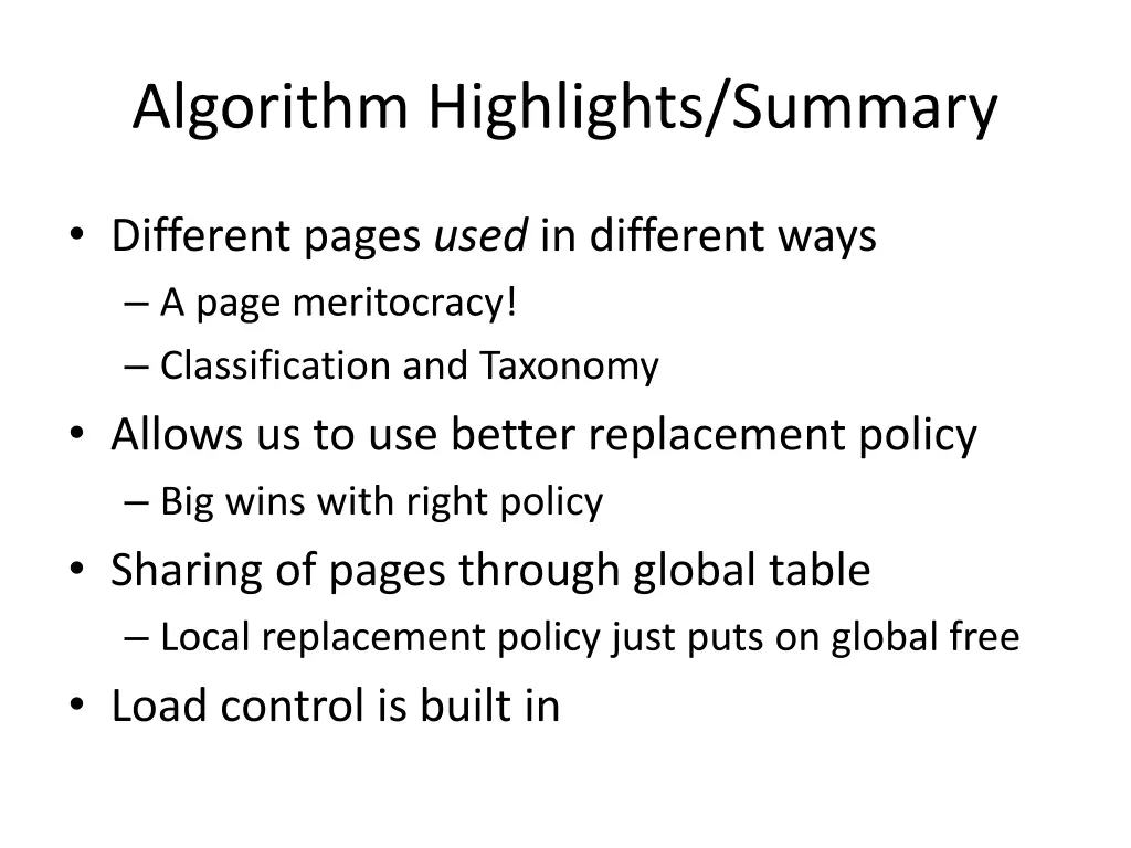 algorithm highlights summary