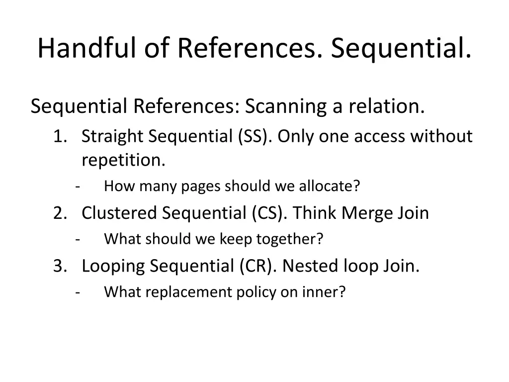 handful of references sequential