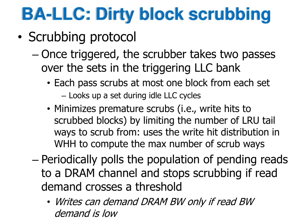 ba llc dirty block scrubbing scrubbing protocol