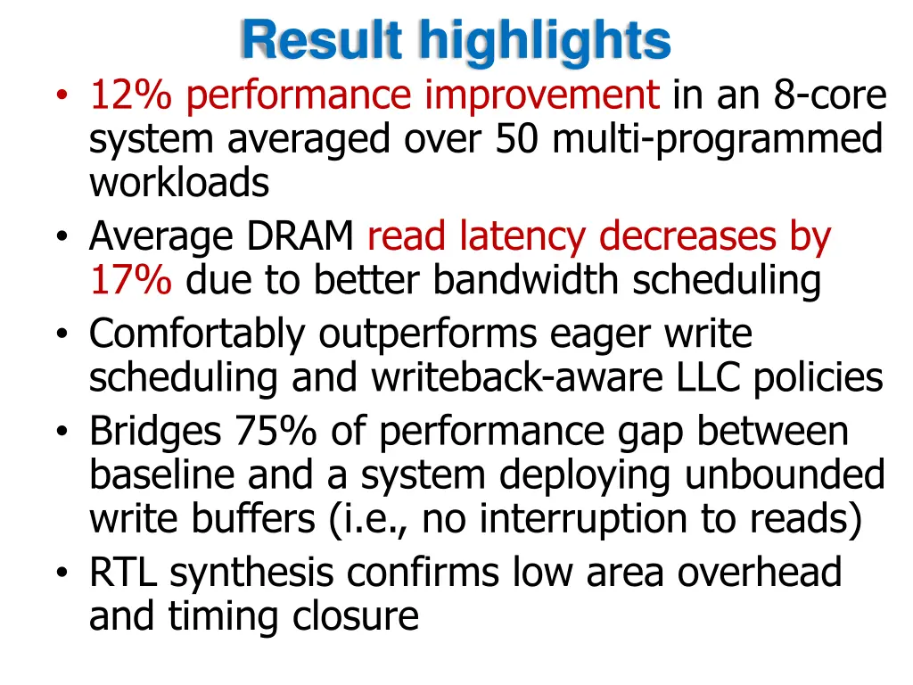 result highlights 12 performance improvement