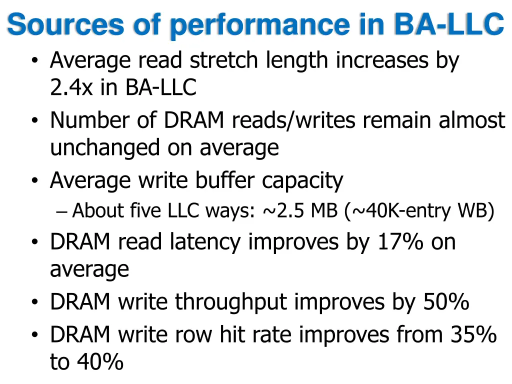 sources of performance in ba llc average read