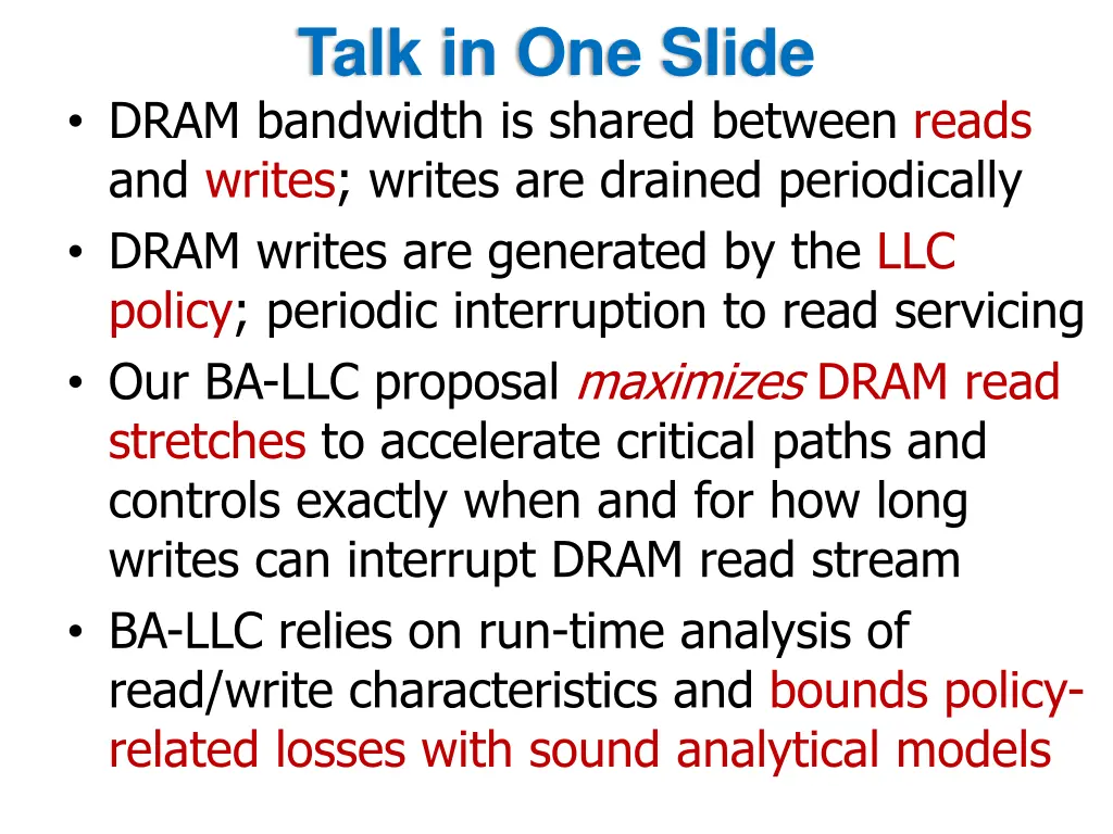 talk in one slide dram bandwidth is shared